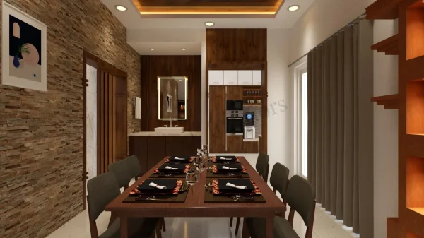 Dining Area interior design by Lamek Interiors, Chennai