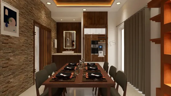 Dining Area interior design by Lamek Interiors, Chennai