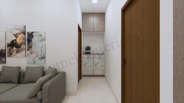 Foyer interior design by Lamek Interiors, Chennai