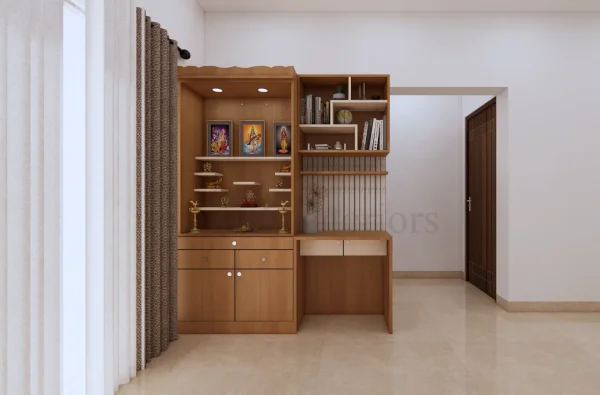 Pooja Unit interior design by Lamek Interiors, Chennai