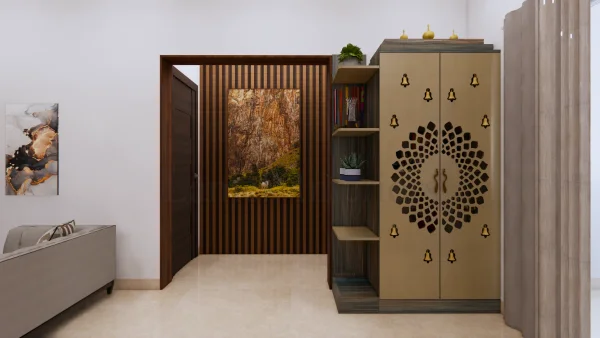 Pooja Unit interior design by Lamek Interiors, Chennai