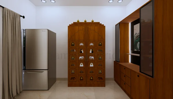 Pooja Unit interior design by Lamek Interiors, Chennai