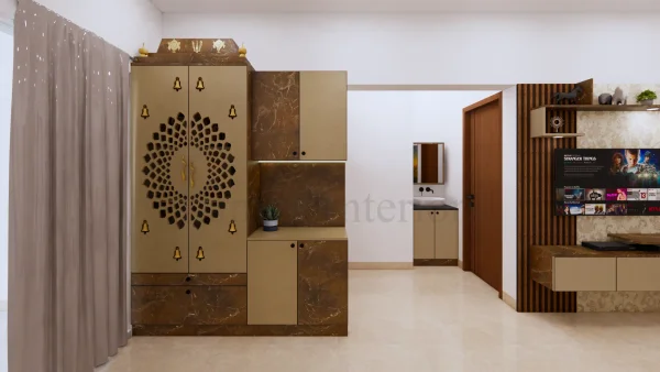 Pooja Unit interior design by Lamek Interiors, Chennai