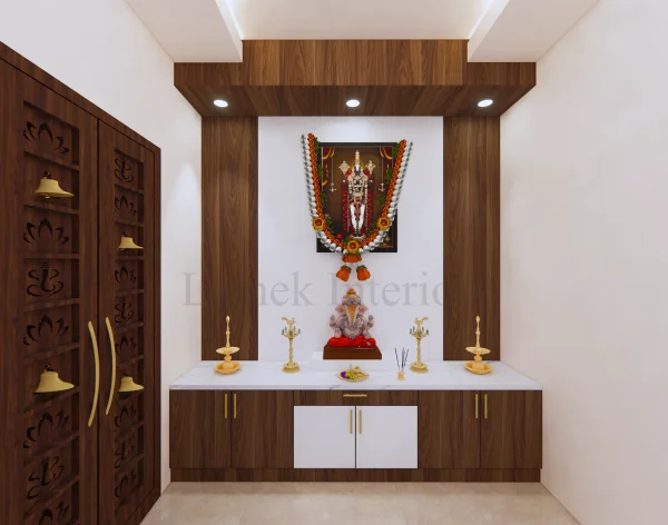 Pooja Unit interior design by Lamek Interiors, Chennai