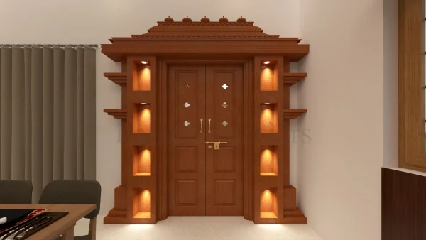 Pooja Unit interior design by Lamek Interiors, Chennai
