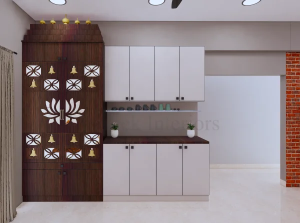 Pooja Unit interior design by Lamek Interiors, Chennai