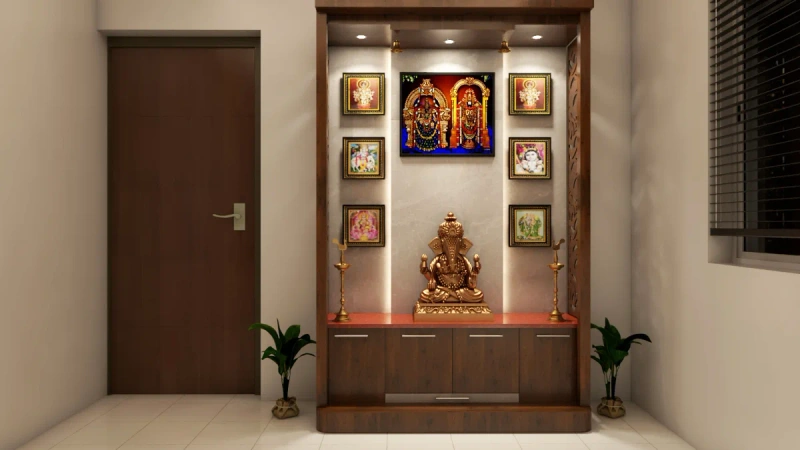 Pooja Unit interior design - ptrraklrkyvvxshahvks by Lamek Interiors