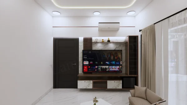 TV Unit interior design by Lamek Interiors, Chennai