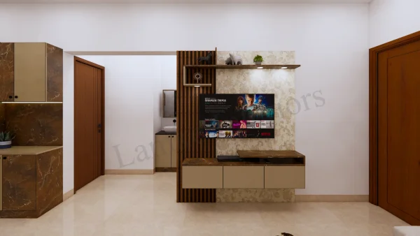 TV Unit interior design by Lamek Interiors, Chennai