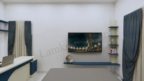 TV Unit interior design by Lamek Interiors, Chennai