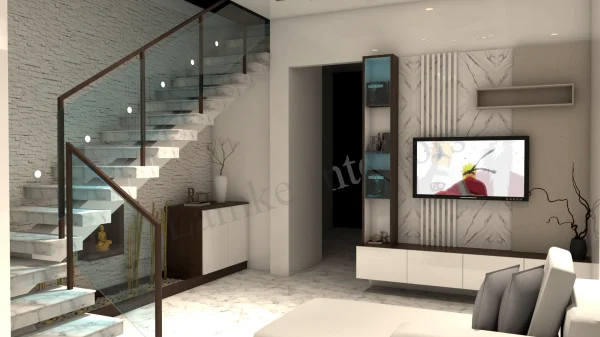 TV Unit interior design by Lamek Interiors, Chennai