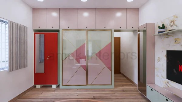 Wardrobe interior design by Lamek Interiors, Chennai